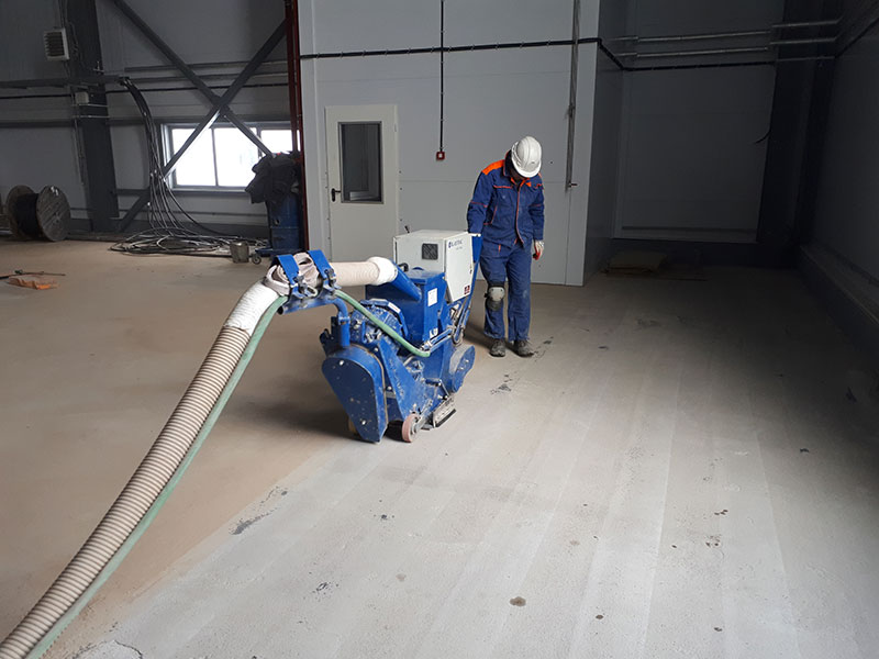Дробеструйная очистка бетонного пола осуществляется компанией Sunfloor