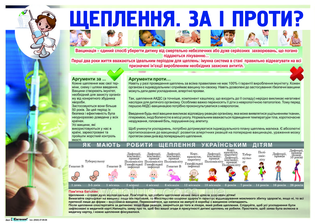 Санбюлетень "Щеплення за і проти" • Товари • Медичні бланки, рекламні листівки, виготовлення візиток, рекламний текстиль - РА "Євгенія плюс"