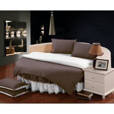 Комплект постільної білизни з цільним простирадлом-підзором на Кругле ліжко Порох + Білий