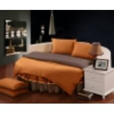 Комплект постільної білизни з цільним простирадлом-підзором на Кругле ліжко Медовий + Порох