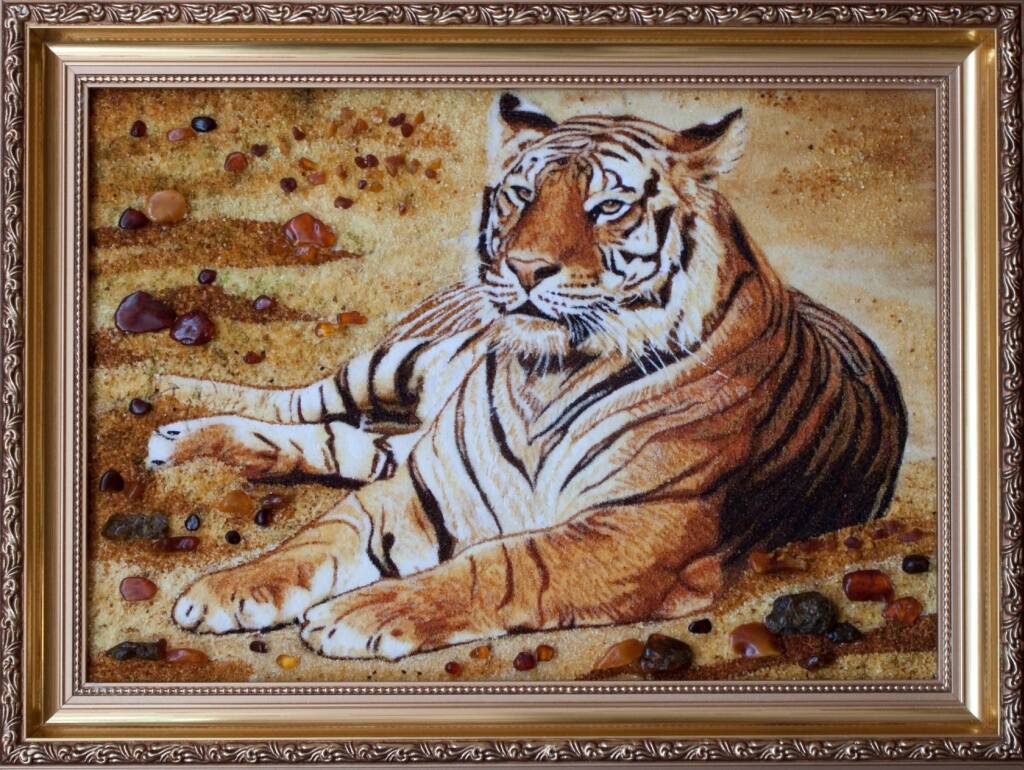 Картина из янтаря (Тигр)